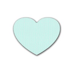 Tiffany Aqua Blue Lipstick Kisses On White Heart Coaster (4 Pack)  by PodArtist