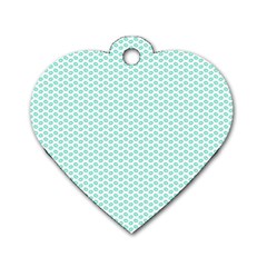 Tiffany Aqua Blue Lipstick Kisses On White Dog Tag Heart (two Sides) by PodArtist