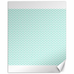 Tiffany Aqua Blue Lipstick Kisses On White Canvas 11  X 14   by PodArtist