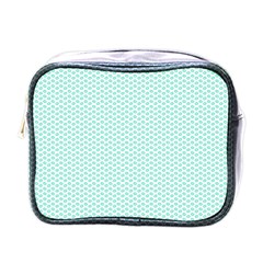 Tiffany Aqua Blue Lipstick Kisses On White Mini Toiletries Bags by PodArtist