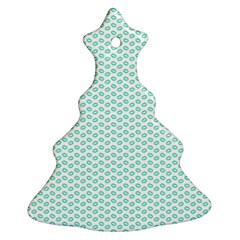 Tiffany Aqua Blue Lipstick Kisses On White Ornament (christmas Tree)  by PodArtist