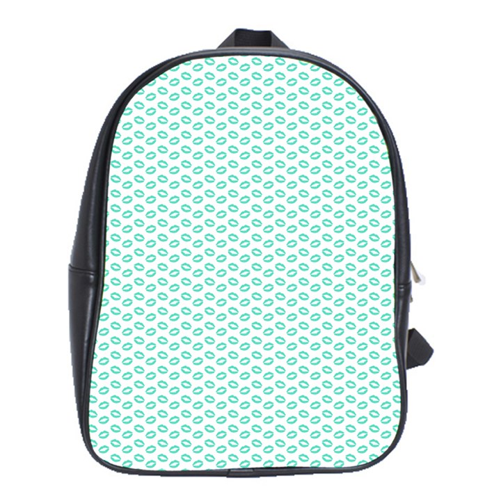 Tiffany Aqua Blue Lipstick Kisses on White School Bag (XL)