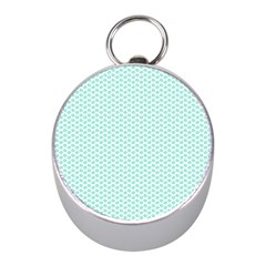 Tiffany Aqua Blue Lipstick Kisses On White Mini Silver Compasses by PodArtist