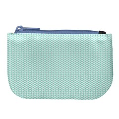 Tiffany Aqua Blue Lipstick Kisses On White Large Coin Purse by PodArtist