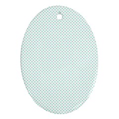 Tiffany Aqua Blue Candy Polkadot Hearts On White Ornament (oval) by PodArtist