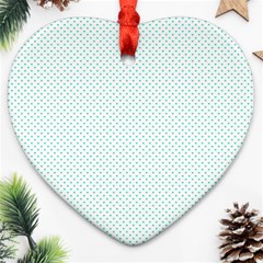 Tiffany Aqua Blue Candy Polkadot Hearts On White Ornament (heart) by PodArtist