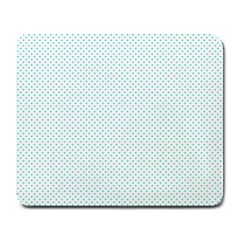 Tiffany Aqua Blue Candy Polkadot Hearts On White Large Mousepads by PodArtist