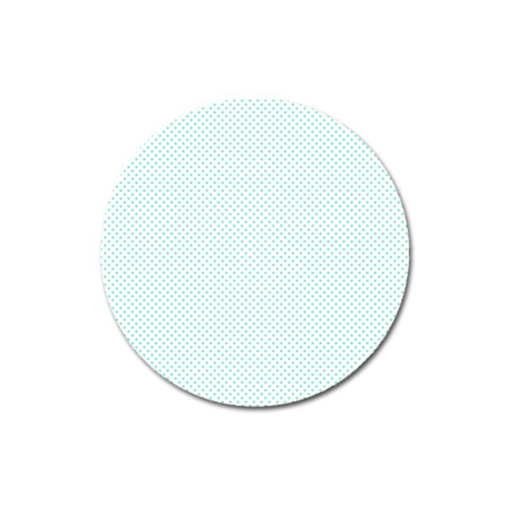 Tiffany Aqua Blue Candy Polkadot Hearts on White Magnet 3  (Round)