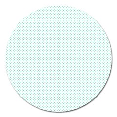 Tiffany Aqua Blue Candy Polkadot Hearts On White Magnet 5  (round) by PodArtist