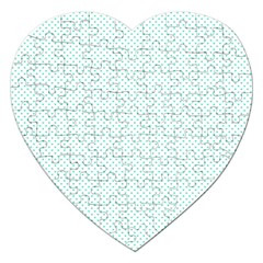 Tiffany Aqua Blue Candy Polkadot Hearts On White Jigsaw Puzzle (heart) by PodArtist