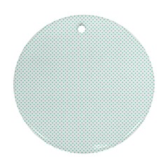 Tiffany Aqua Blue Candy Polkadot Hearts On White Round Ornament (two Sides) by PodArtist