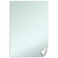 Tiffany Aqua Blue Candy Polkadot Hearts On White Canvas 12  X 18   by PodArtist