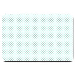 Tiffany Aqua Blue Candy Polkadot Hearts On White Large Doormat  by PodArtist