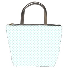 Tiffany Aqua Blue Candy Polkadot Hearts On White Bucket Bags by PodArtist