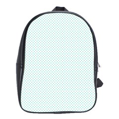 Tiffany Aqua Blue Candy Polkadot Hearts On White School Bag (large) by PodArtist