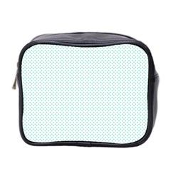 Tiffany Aqua Blue Candy Polkadot Hearts On White Mini Toiletries Bag 2-side by PodArtist