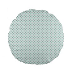 Tiffany Aqua Blue Candy Polkadot Hearts On White Standard 15  Premium Round Cushions by PodArtist