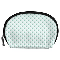 Tiffany Aqua Blue Candy Polkadot Hearts On White Accessory Pouches (large)  by PodArtist