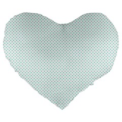 Tiffany Aqua Blue Candy Polkadot Hearts On White Large 19  Premium Flano Heart Shape Cushions by PodArtist