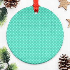 White Polkadot Hearts On Tiffany Aqua Blue  Ornament (round) by PodArtist