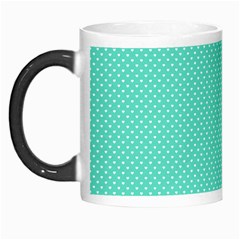 White Polkadot Hearts On Tiffany Aqua Blue  Morph Mugs by PodArtist