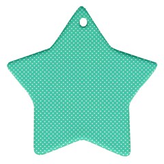 White Polkadot Hearts On Tiffany Aqua Blue  Star Ornament (two Sides) by PodArtist