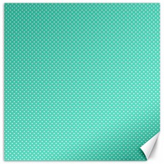 White Polkadot Hearts On Tiffany Aqua Blue  Canvas 16  X 16   by PodArtist