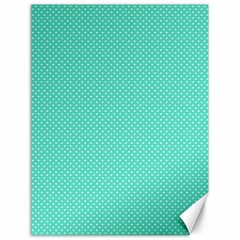 White Polkadot Hearts On Tiffany Aqua Blue  Canvas 18  X 24   by PodArtist