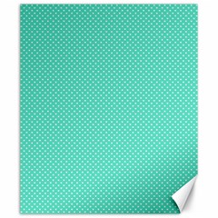 White Polkadot Hearts On Tiffany Aqua Blue  Canvas 20  X 24   by PodArtist