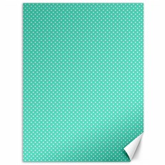 White Polkadot Hearts On Tiffany Aqua Blue  Canvas 36  X 48   by PodArtist