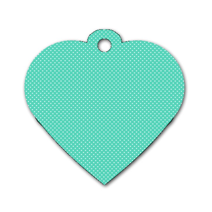 White Polkadot Hearts on Tiffany Aqua Blue  Dog Tag Heart (Two Sides)