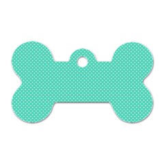 White Polkadot Hearts On Tiffany Aqua Blue  Dog Tag Bone (one Side) by PodArtist