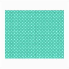 White Polkadot Hearts On Tiffany Aqua Blue  Small Glasses Cloth (2-side) by PodArtist