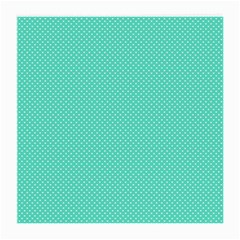 White Polkadot Hearts On Tiffany Aqua Blue  Medium Glasses Cloth by PodArtist