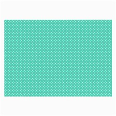 White Polkadot Hearts On Tiffany Aqua Blue  Large Glasses Cloth by PodArtist