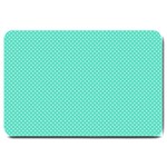 White Polkadot Hearts on Tiffany Aqua Blue  Large Doormat  30 x20  Door Mat