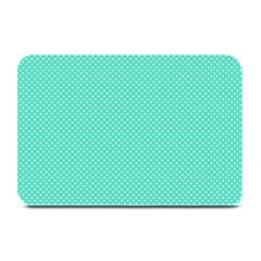 White Polkadot Hearts On Tiffany Aqua Blue  Plate Mats by PodArtist