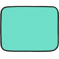 White Polkadot Hearts On Tiffany Aqua Blue  Double Sided Fleece Blanket (mini)  by PodArtist