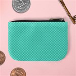 White Polkadot Hearts on Tiffany Aqua Blue  Mini Coin Purses Back