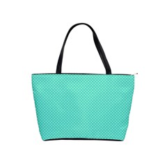 White Polkadot Hearts On Tiffany Aqua Blue  Shoulder Handbags by PodArtist