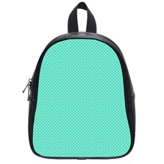 White Polkadot Hearts On Tiffany Aqua Blue  School Bag (small) by PodArtist