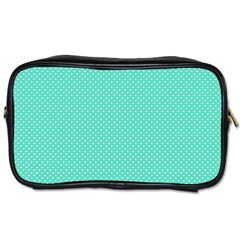 White Polkadot Hearts On Tiffany Aqua Blue  Toiletries Bags 2-side by PodArtist