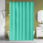 White Polkadot Hearts on Tiffany Aqua Blue  Shower Curtain 48  x 72  (Small)  Curtain(48  X 72 ) - 42.18 x64.8  Curtain(48  X 72 )