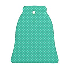 White Polkadot Hearts On Tiffany Aqua Blue  Ornament (bell) by PodArtist