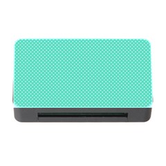 White Polkadot Hearts On Tiffany Aqua Blue  Memory Card Reader With Cf by PodArtist