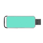 White Polkadot Hearts on Tiffany Aqua Blue  Portable USB Flash (One Side) Front