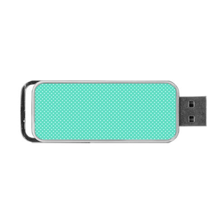 White Polkadot Hearts on Tiffany Aqua Blue  Portable USB Flash (One Side)