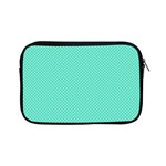 White Polkadot Hearts on Tiffany Aqua Blue  Apple iPad Mini Zipper Cases Front