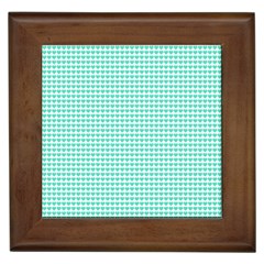 Tiffany Aqua Blue Candy Hearts On White Framed Tiles by PodArtist