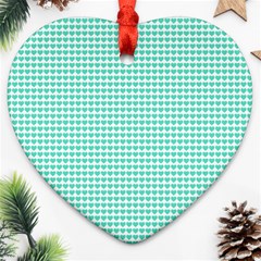 Tiffany Aqua Blue Candy Hearts On White Ornament (heart) by PodArtist